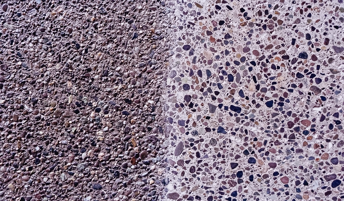 Aggregate before and after grinding